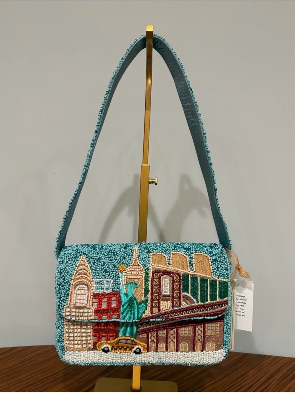 NYC Cityscape Shoulder Beaded Bag